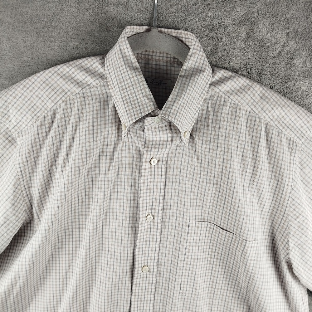Loro Piana Shirt Mens 16.5/42 Yellow White Gray Button Up Cotton Check Italy